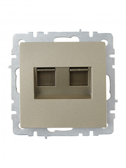 IEK BRITE Розетка двойная RJ11+RJ45 кат.5E РК/Т12-БрШ шампань , BR-KT20-O-1-K37