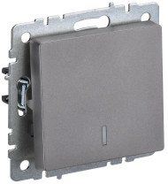 BRITE Выключатель 1-клавишный проходной с индикацией 10А ВС10-1-7-БрС сталь , BR-V12-1-10-K46