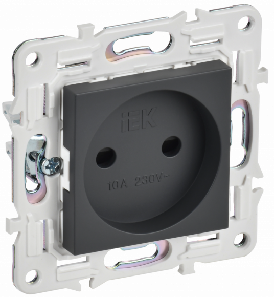 IEK SKANDY Розетка без заземления с защитными шторками 10А SK-R01T титан IEK, SK-R13-10-K48
