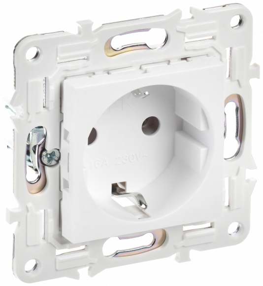 IEK SKANDY Розетка с заземлением без защитных шторок 16А SK-R05W арктический белый , SK-R11-16-K01