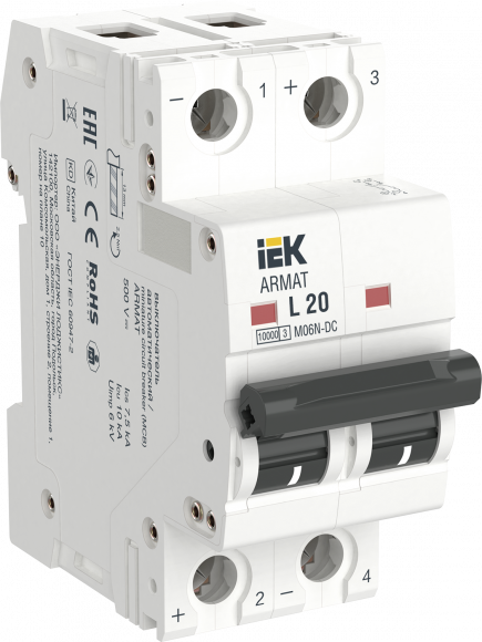 IEK ARMAT Автоматический выключатель M06N-DC 2P L 20А IEK, AR-M06N-2-L020DC