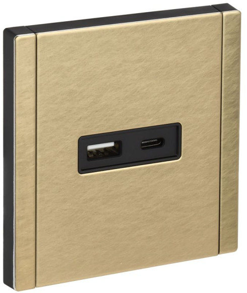 IEK FORTE&PIANO Розетка USB A+C 3,1А FP650M металл шампань IEK, FP-U22-D31-M-K37