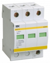 KARAT Ограничитель импульсного перенапряжения ОПС1-D 3P In=5кА Un=230В Im=10кА IEK, MOP20-3-D