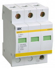 KARAT Ограничитель импульсного перенапряжения ОПС1-D 3P In=5кА Un=230В Im=10кА IEK, MOP20-3-D