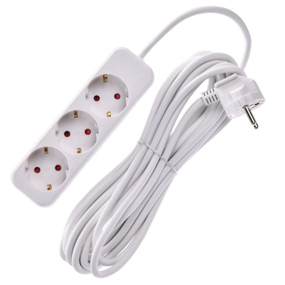 IEK UMA Удлинитель У03 3 места 2P+PE 5м 3х1мм2 10А белый IEK, UM-YP10-10-03-05-Z-K01