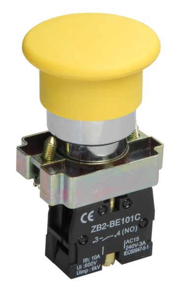 IEK Кнопка управления LAY5-BC51"Грибок" без подсветки желтая 1NO IEK, BBG70-BC-K05