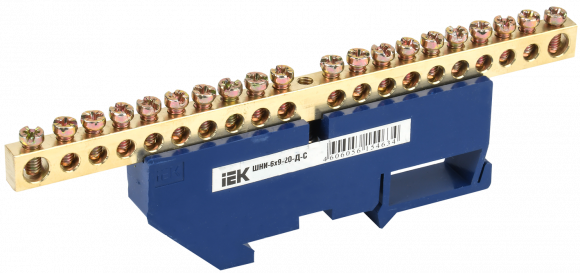 IEK Шина N "ноль" на DIN-изол ШНИ-6х9-20-Д-С IEK, YNN10-69-20D-K07