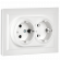IEK BRITE Розетка 2-местная с заземлением без защитных шторок 16А в сборе РС12-3-БрБ белый , BR-R21-16-K01-F
