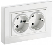 BRITE Розетка 2-местная с заземлением без защитных шторок 16А в сборе РС12-3-БрБ белый IEK, BR-R21-16-K01-F