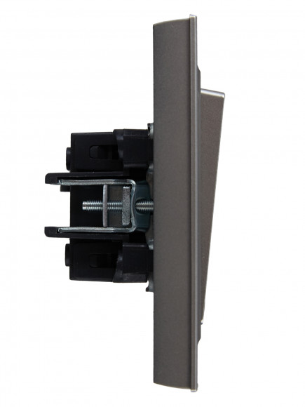 IEK BRITE Выключатель 2-клавишный 10А в сборе ВСР10-2-0-БрС сталь , BR-V20-0-10-K46-F