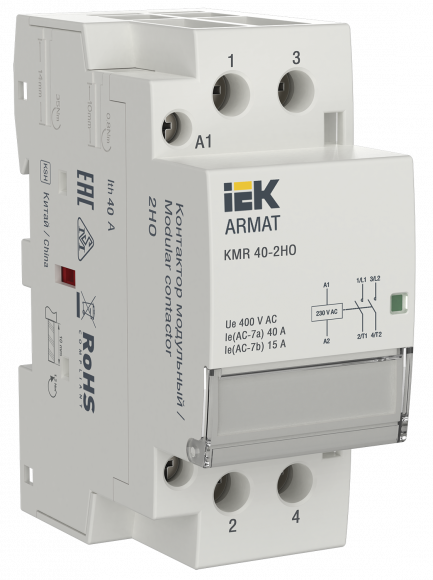 IEK ARMAT Контактор модульный KMR 40А 230В AC 2НО IEK, AR-KMR10-040-20-230