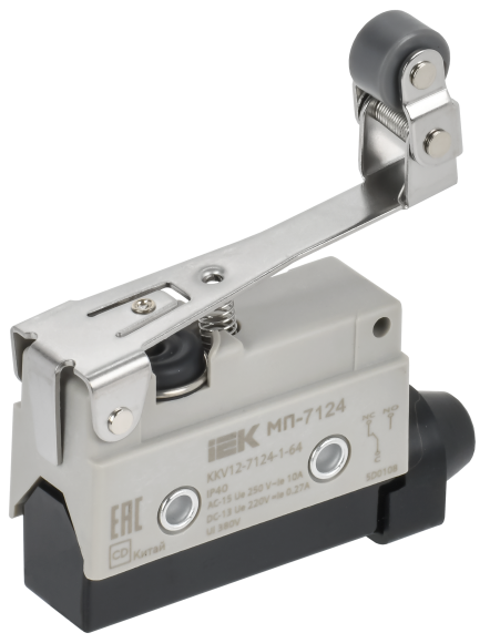 IEK Микропереключатель концевой МП-7124 рычаг с регулируемым роликом IP40 IEK, KKV12-7124-1-64