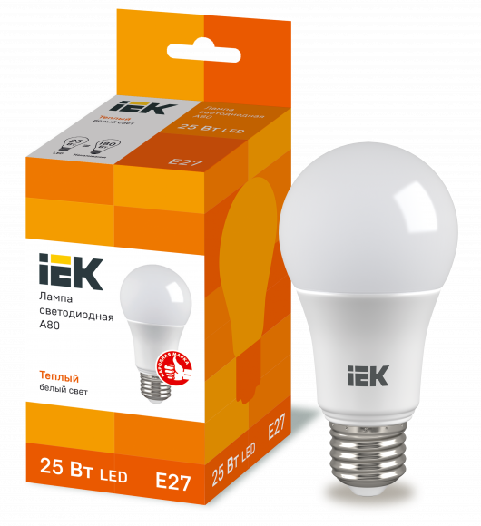 IEK Лампа светодиодная A80 груша 25Вт 230В 3000К E27 IEK, LLE-A80-25-230-30-E27