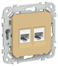 FLITE Розетка 2-местная компьютерная RJ45 категория 5Е UTP РК5е-2-0-ФлШм шамуа IEK, FI-K22-1-K89