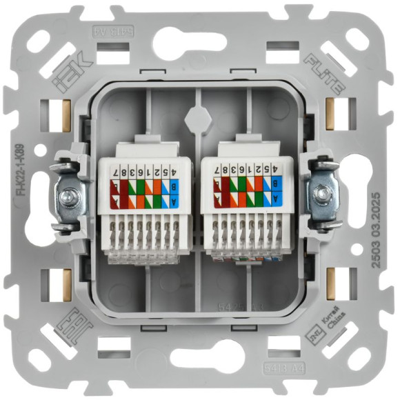 IEK FLITE Розетка 2-местная компьютерная RJ45 категория 5Е UTP РК5е-2-0-ФлШм шамуа IEK, FI-K22-1-K89 IEK FLITE Розетка 2-местная компьютерная RJ45 категория 5Е UTP РК5е-2-0-ФлШм шамуа IEK, FI-K22-1-K89