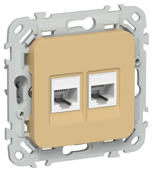 IEK FLITE Розетка 2-местная компьютерная RJ45 категория 5Е UTP РК5е-2-0-ФлШм шамуа IEK, FI-K22-1-K89 IEK FLITE Розетка 2-местная компьютерная RJ45 категория 5Е UTP РК5е-2-0-ФлШм шамуа IEK, FI-K22-1-K89