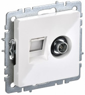 BRITE Розетка двойная TV+RJ45 кат.5E РТВ/РК12-БрБ белый IEK, BR-AK20-1-K01