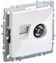 BRITE Розетка двойная TV+RJ45 кат.5E РТВ/РК12-БрБ белый , BR-AK20-1-K01