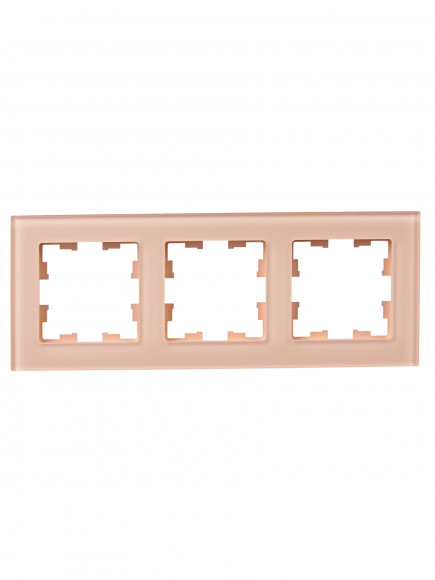 IEK BRITE Рамка 3-местная РУ-3-2-БрП стекло персиковый матовый , BR-M32-G-31-K96