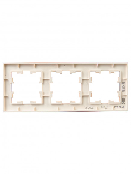 IEK BRITE Рамка 3-местная РУ-3-2-БрП стекло персиковый матовый , BR-M32-G-31-K96