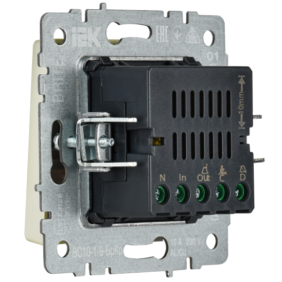 IEK BRITE Кнопка звонка с индикацией для отелей 10А ВС10-1-9-БрКр бежевый , BR-V14-2-10-K10