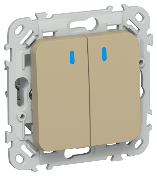 IEK FLITE Выключатель 2-клавишный кнопочный с индикацией 10А ВС12-2-1-ФлХ хаки IEK, FI-V24-1-10-1-K59