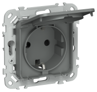 FLITE Розетка с заземлением с защитными шторками и крышкой безвинтовое крепление 16А IP44 РСшкр11-1-44-ФлМА мокрый асфальт IEK, FI-R16-16-1-44-K80