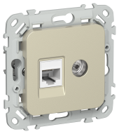 FLITE Розетка 2-местная RJ45/TV категория 5Е UTP РКТВ5е-2-0-ФлШ шампань IEK, FI-AK22-1-K37