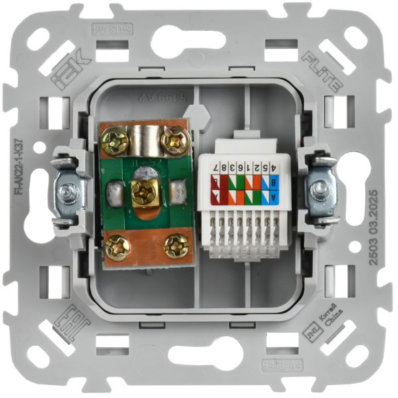 IEK FLITE Розетка 2-местная RJ45/TV категория 5Е UTP РКТВ5е-2-0-ФлШ шампань IEK, FI-AK22-1-K37