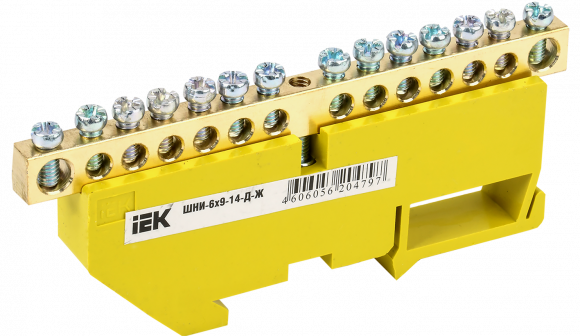 IEK Шина PE "земля" на DIN-изол ШНИ-6х9-14-Д-Ж IEK, YNN10-69-14D-K05