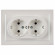 IEK BRITE Розетка 2-местная с заземлением без защитных шторок 16А в сборе РС12-3-БрЖ жемчуг , BR-R21-16-K36-F