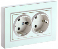 BRITE Розетка 2-местная с заземлением без защитных шторок 16А в сборе РС12-3-БрЖ жемчуг , BR-R21-16-K36-F