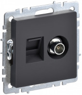BRITE Розетка двойная TV+RJ45 кат.5E РТВ/РК12-БрГ графит , BR-AK20-1-K53