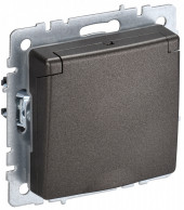 BRITE Розетка 1-местная с заземлением с защитными шторками и крышкой 16А IP20 РСбш10-3-БрТБ темная бронза IEK, BR-R16-16-K45