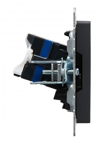 IEK BRITE Розетка компьютерная двойная RJ45 кат.6 РК11-2-БрГ графит , BR-K20-2-K53