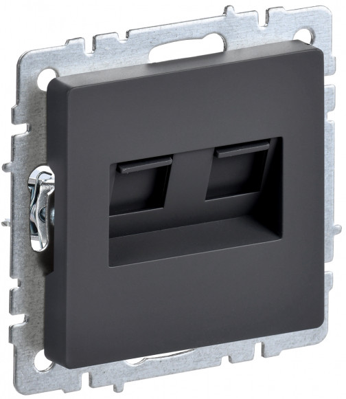 IEK BRITE Розетка компьютерная двойная RJ45 кат.6 РК11-2-БрГ графит IEK, BR-K20-2-K53