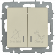 BRITE Выключатель 2-клавишный с индикацией для отелей 10А ВС10-2-9-БрКр бежевый , BR-V20-2-10-K10