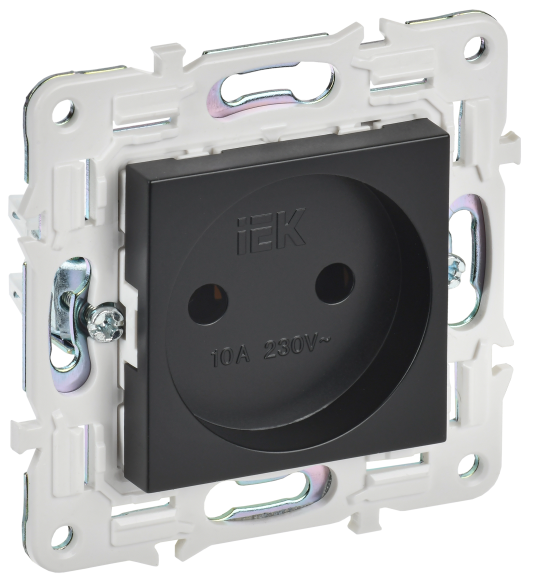 IEK SKANDY Розетка без заземления без защитных шторок 10А SK-R02Bl черный , SK-R10-10-K02