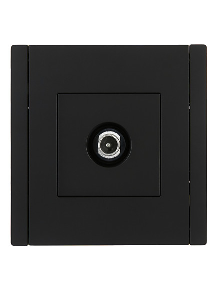 IEK FORTE&PIANO Розетка TV проходная FP129 черный , FP-A10-P-K02