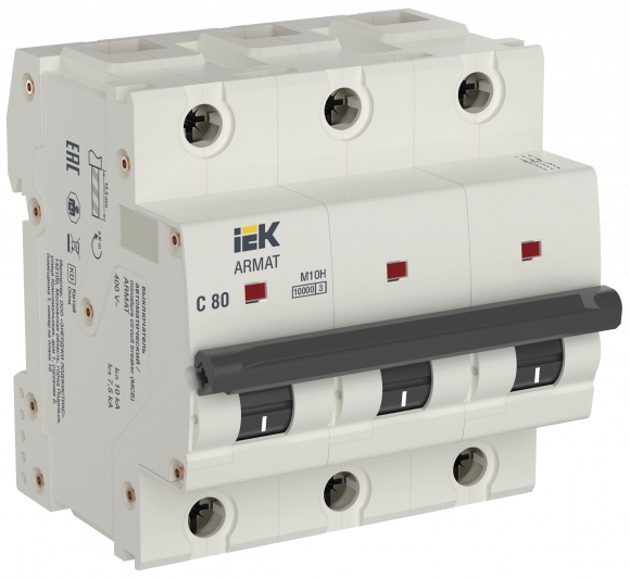 IEK ARMAT Автоматический выключатель M10H 3P C 80А IEK, AR-M10H-3-C080