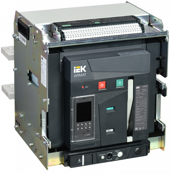IEK ARMAT AR-A4S TD40 3P W HR Выключатель автоматический воздушный 85кА расцепитель TD 4000А 3P выдвижной с аксессуарами ~220-240В: реле отключения, реле включения, моторный привод IEK, AR-ACB-3VF-085-4000A-TDCF