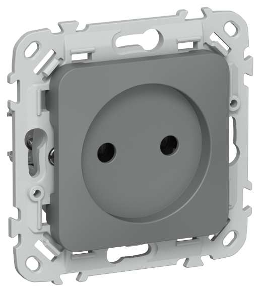 IEK FLITE Розетка без заземления без защитных шторок безвинтовое крепление 10А РС01-1-ФлМА мокрый асфальт IEK, FI-R10-10-1-K80