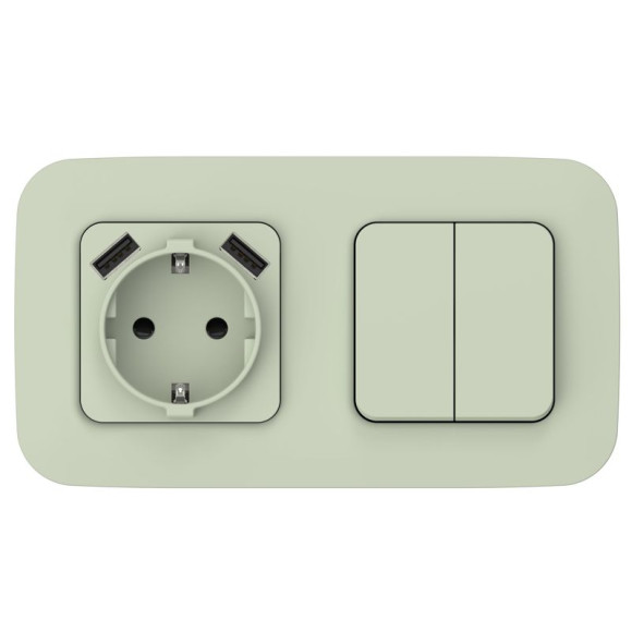 IEK FLITE Розетка 1-местная с заземлением с защитными шторками 16А с USB A+A 3,1А безвинтовое крепление РСЮша11-1-ФлП панг IEK, FI-R14-16-1-U21-D31-K92