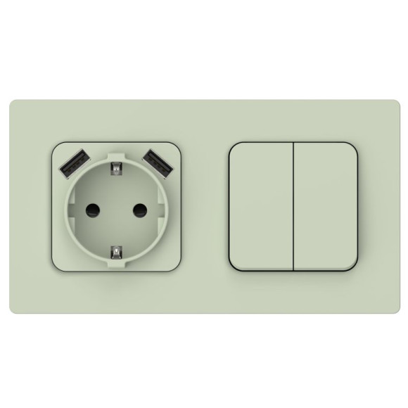 IEK FLITE Розетка 1-местная с заземлением с защитными шторками 16А с USB A+A 3,1А безвинтовое крепление РСЮша11-1-ФлП панг IEK, FI-R14-16-1-U21-D31-K92