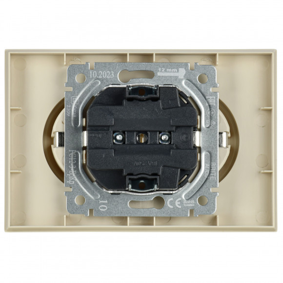 IEK BRITE Розетка 2-местная с заземлением без защитных шторок 16А в сборе РС12-3-БрКр бежевый , BR-R21-16-K10-F