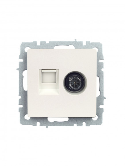 IEK BRITE Розетка двойная TV+RJ45 кат.5E РТВ/РК12-БрЖ жемчуг , BR-AK20-1-K36