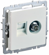 BRITE Розетка двойная TV+RJ45 кат.5E РТВ/РК12-БрЖ жемчуг IEK, BR-AK20-1-K36 BRITE Розетка двойная TV+RJ45 кат.5E РТВ/РК12-БрЖ жемчуг IEK, BR-AK20-1-K36