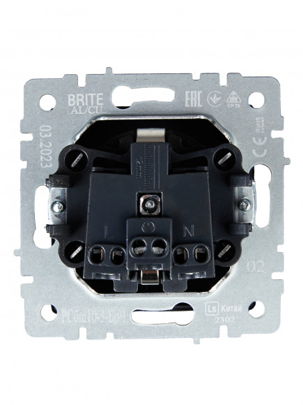 IEK BRITE Розетка 1-местная с заземлением с защитными шторками и крышкой 16А IP20 РСбш10-3-БрЧ черный , BR-R16-16-K02