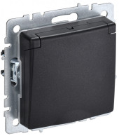 BRITE Розетка 1-местная с заземлением с защитными шторками и крышкой 16А IP20 РСбш10-3-БрЧ черный IEK, BR-R16-16-K02 BRITE Розетка 1-местная с заземлением с защитными шторками и крышкой 16А IP20 РСбш10-3-БрЧ черный IEK, BR-R16-16-K02