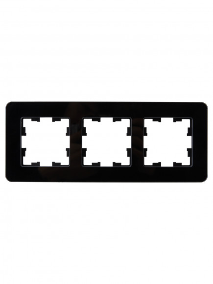 IEK BRITE Рамка 3-местная РУ-3-2-Бр стекло черный RE , BR-M32-G-41-K02